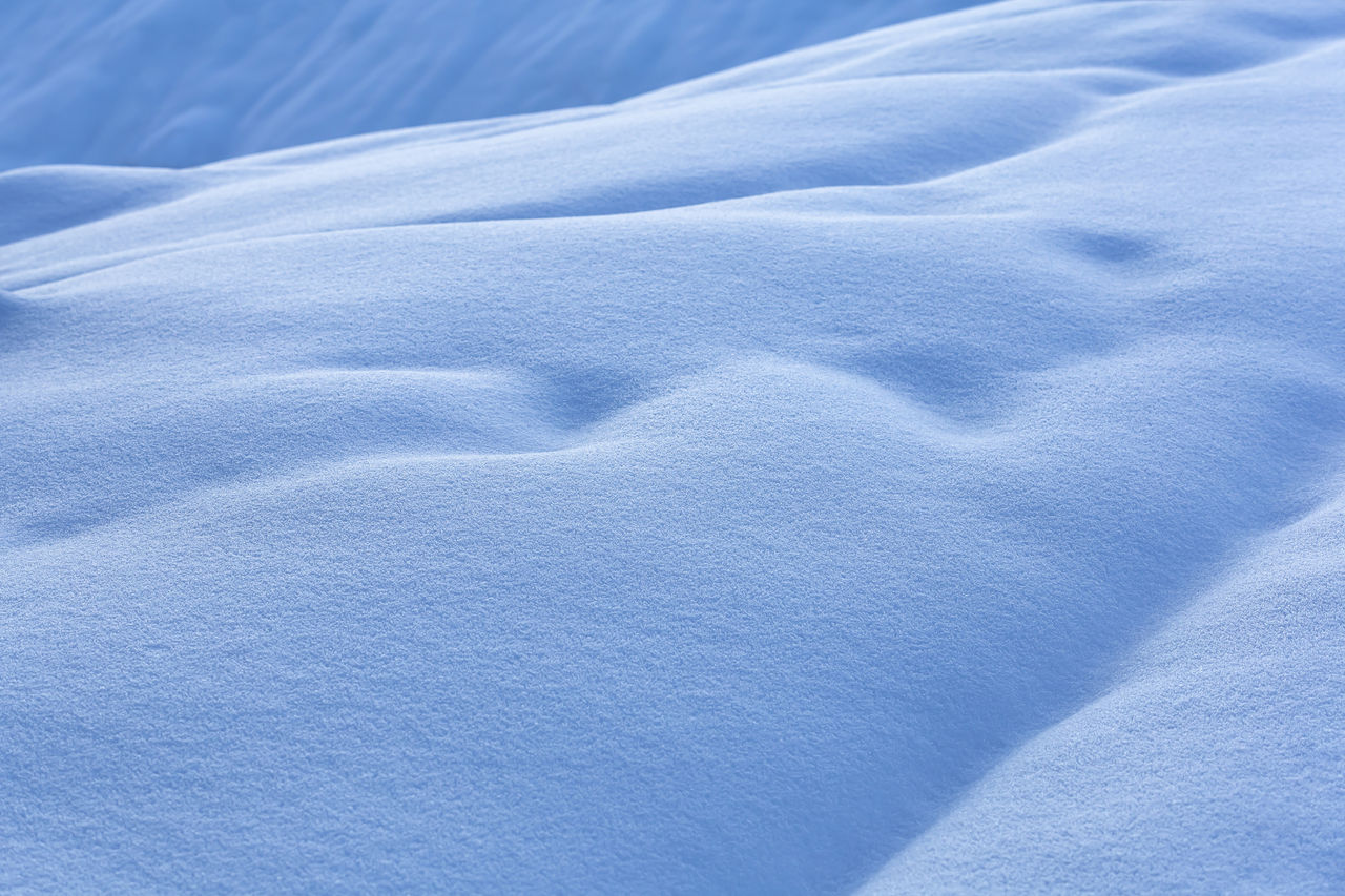 Blue and white snowdrifts background, snow texture.