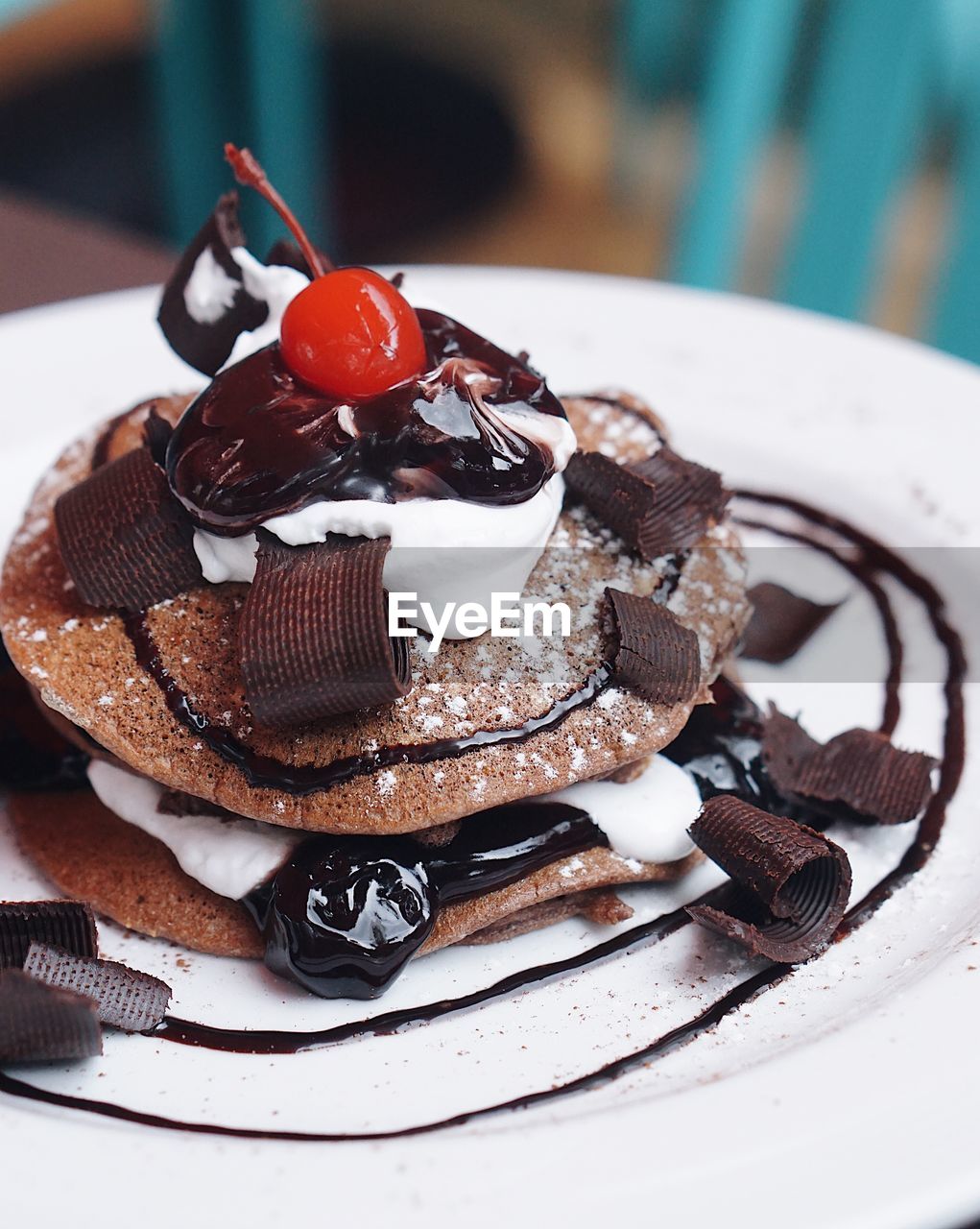 Close-up of chocolate cake in plate