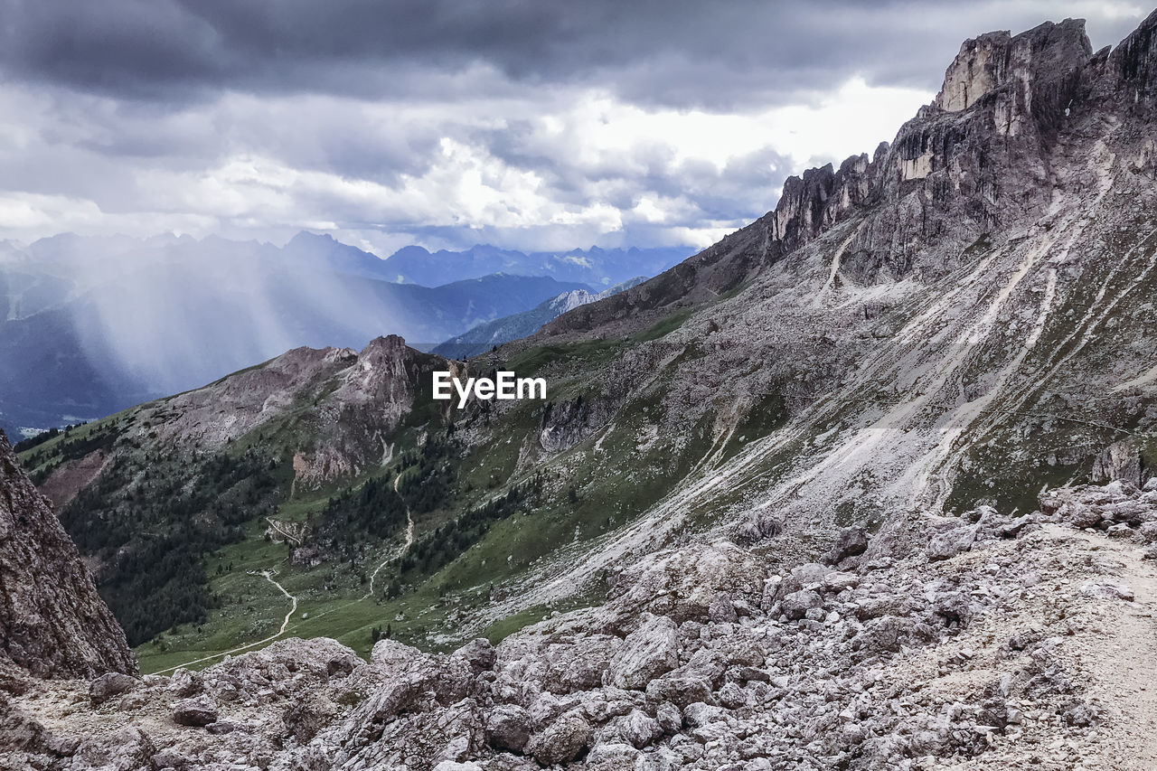 Scenic view of rocky mountains against sky