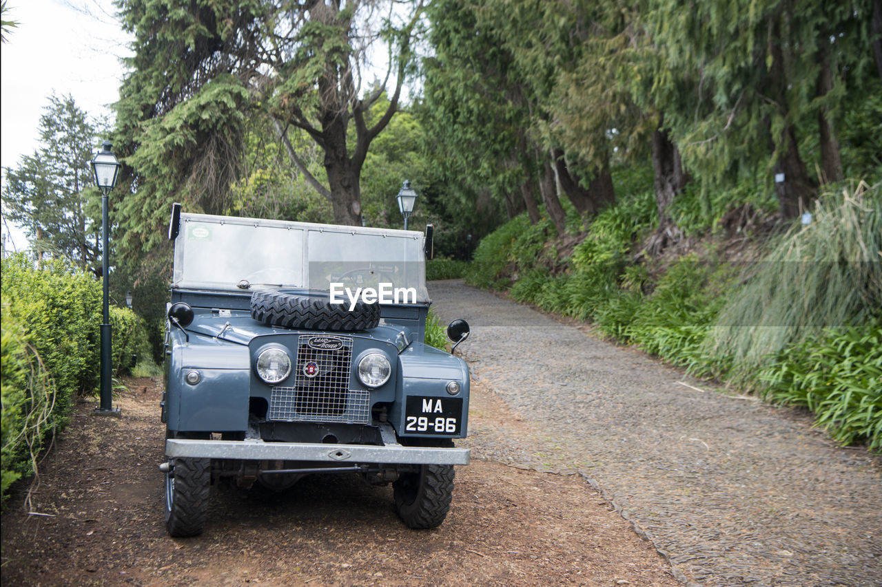 VINTAGE CAR ON DIRT ROAD