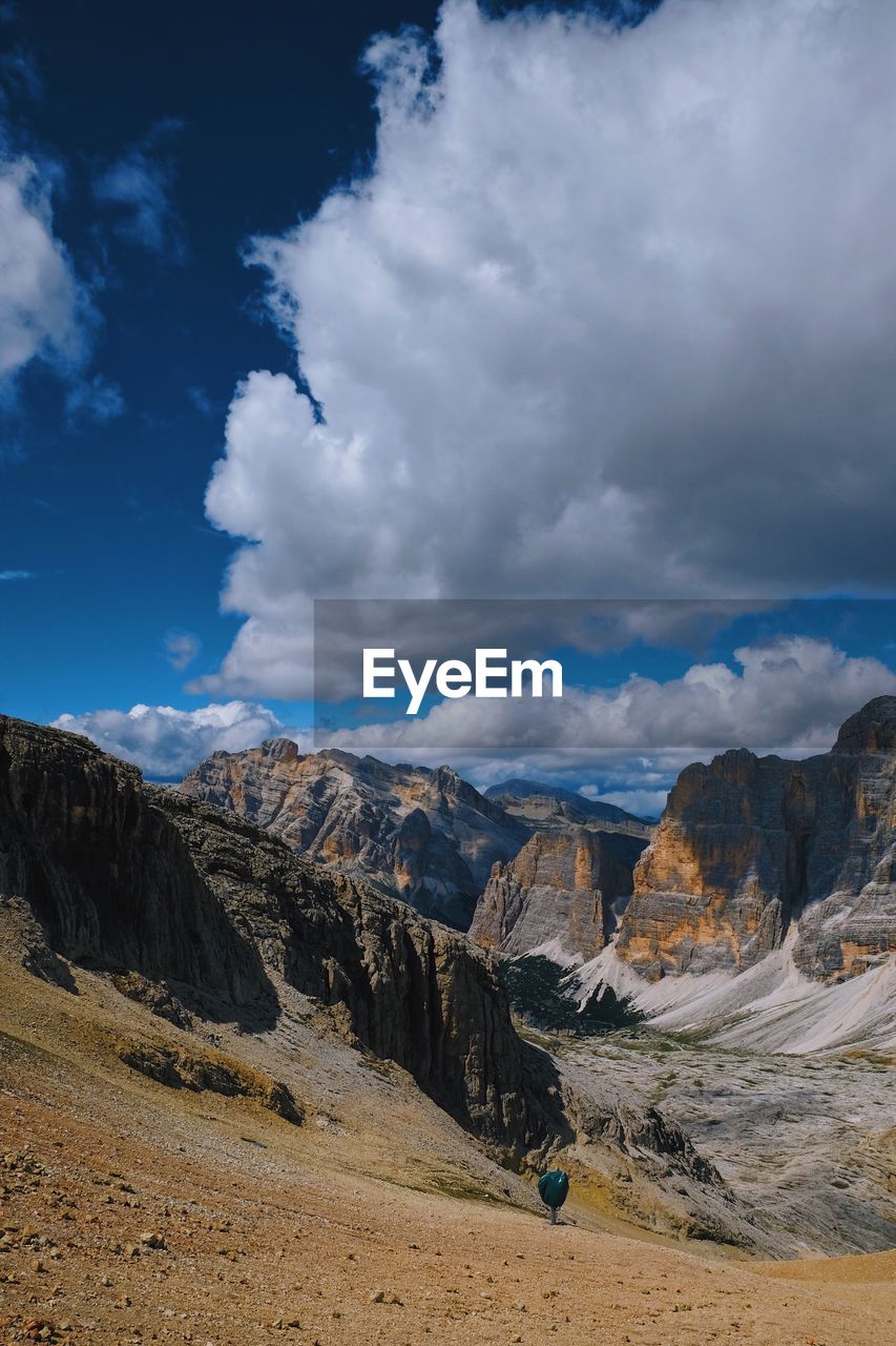 Scenic view of mountains against cloudy sky