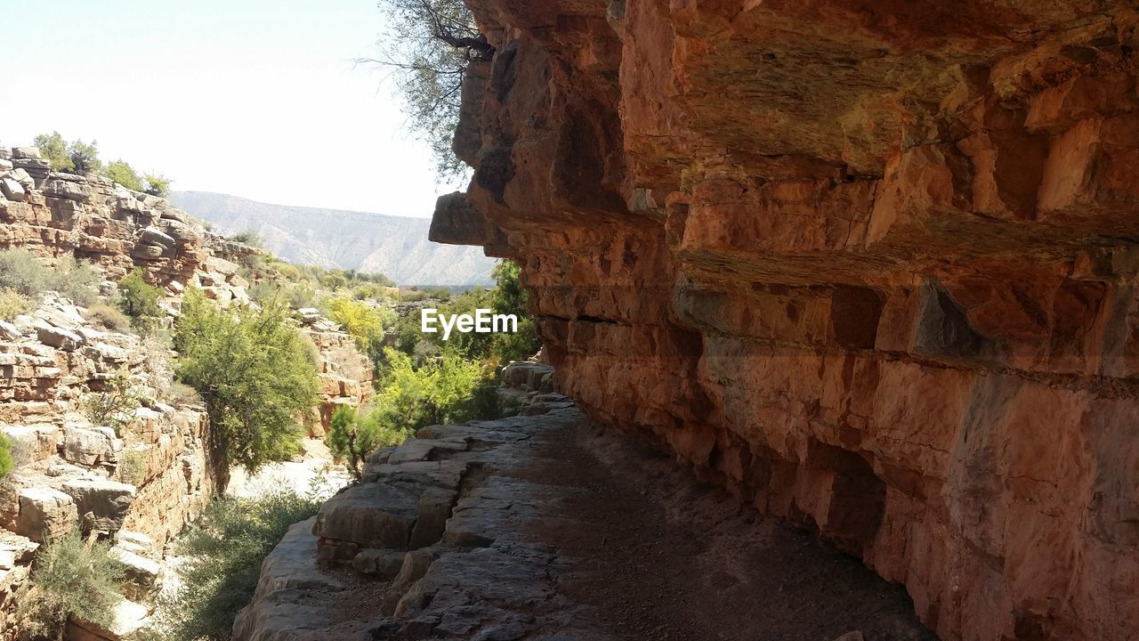 rock, canyon, wadi, nature, rock formation, travel destinations, non-urban scene, travel, no people, scenics - nature, beauty in nature, cliff, geology, plant, terrain, landscape, day, land, environment, valley, tree, tranquility, outdoors, sky, formation, arch, mountain, tourism, architecture, physical geography, the way forward, sunlight, history, tranquil scene, ancient, eroded