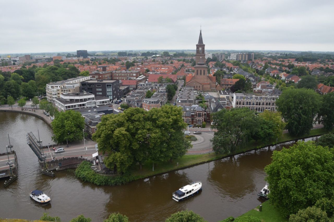 View of river with buildings in background