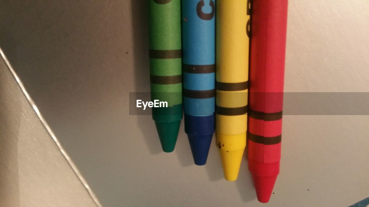 Colorful crayons on desk