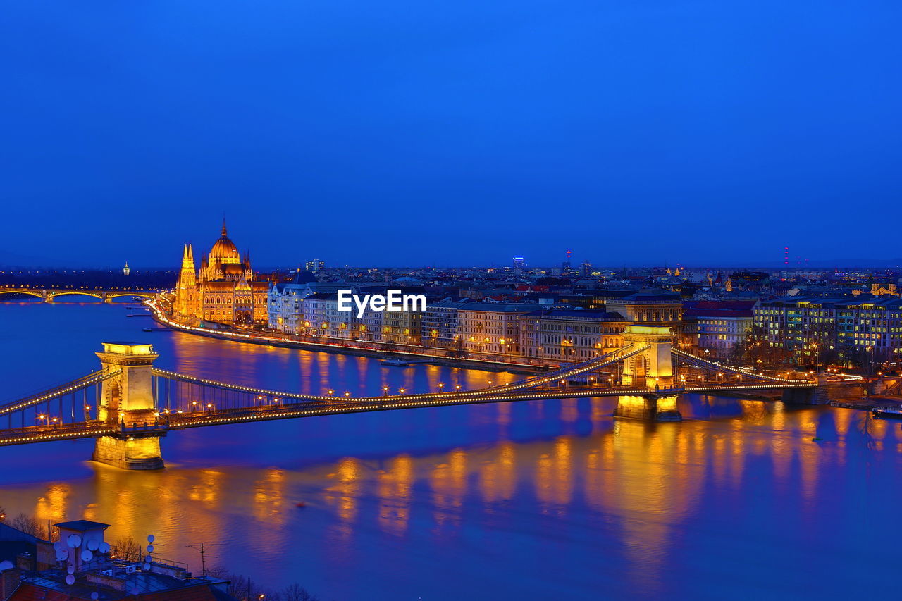 Bridge and hungarian parliament at night