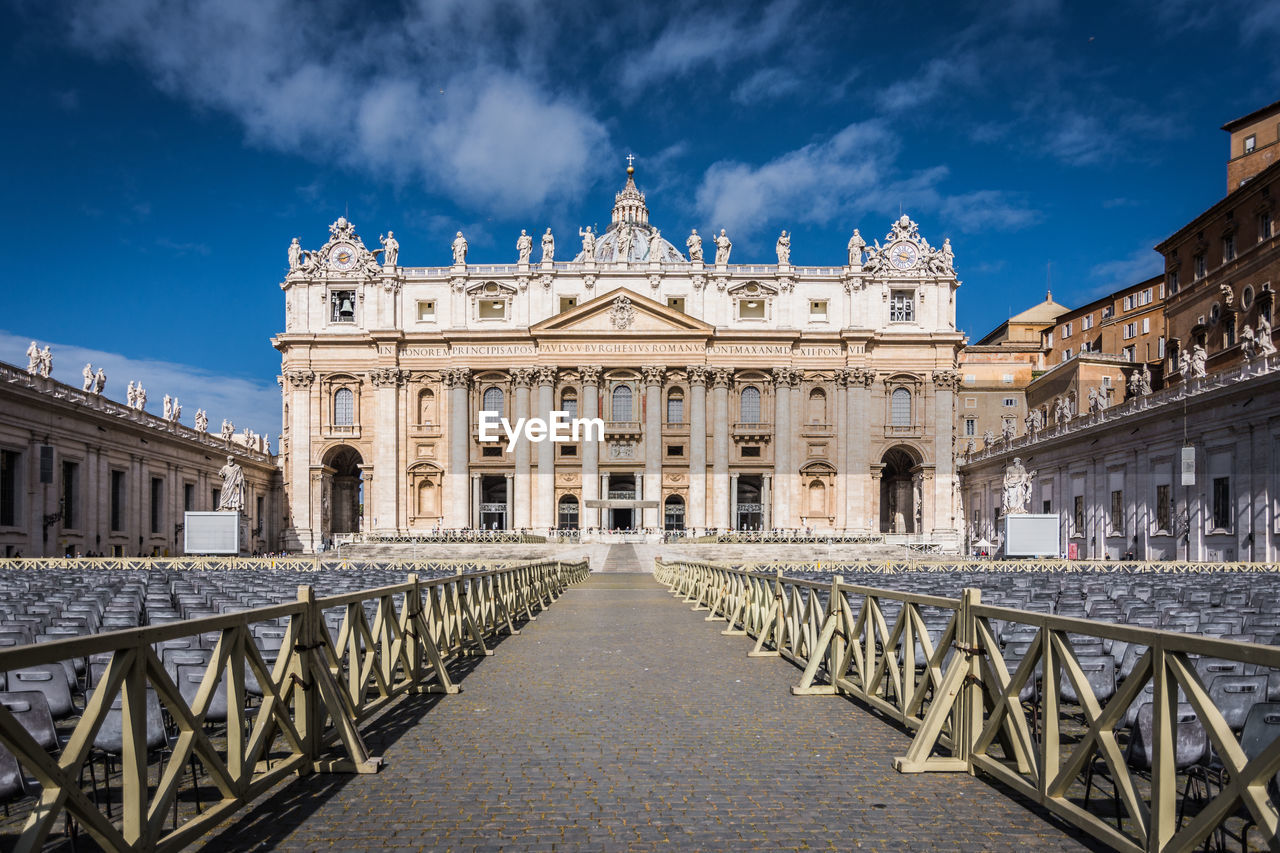 View of saint peter basilica in rome against cloudy sky