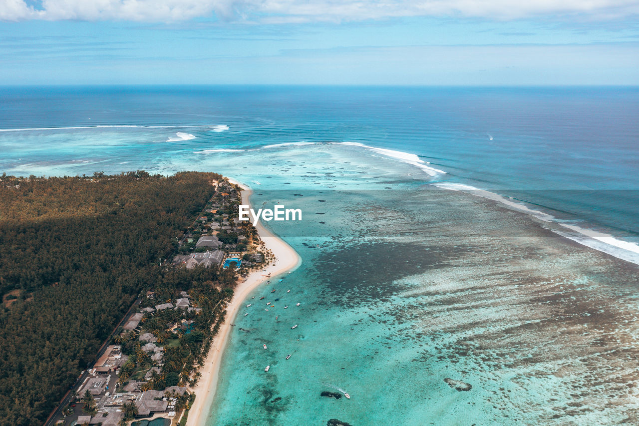 High angle view of beach against sky