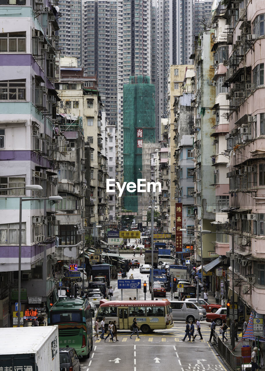 High angle view of buildings in city