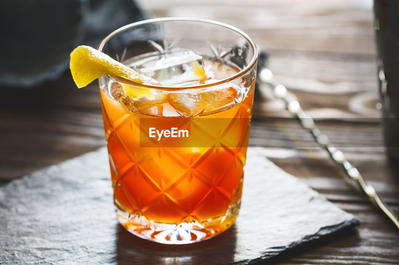 Close-up of drink in glass on table