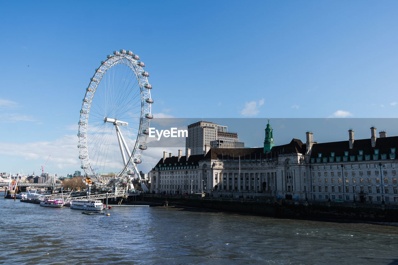 View of the london eye and the thames river