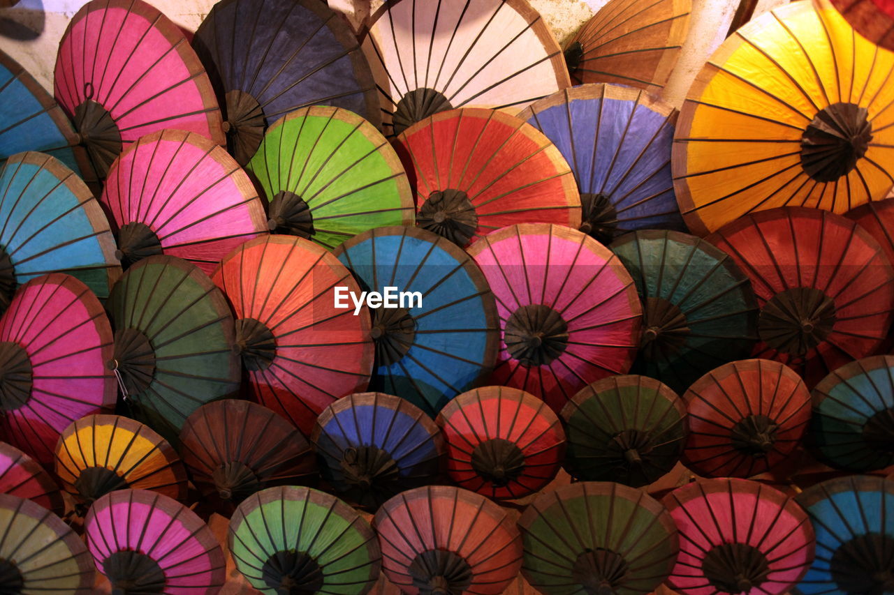 Full frame shot of multi colored parasols