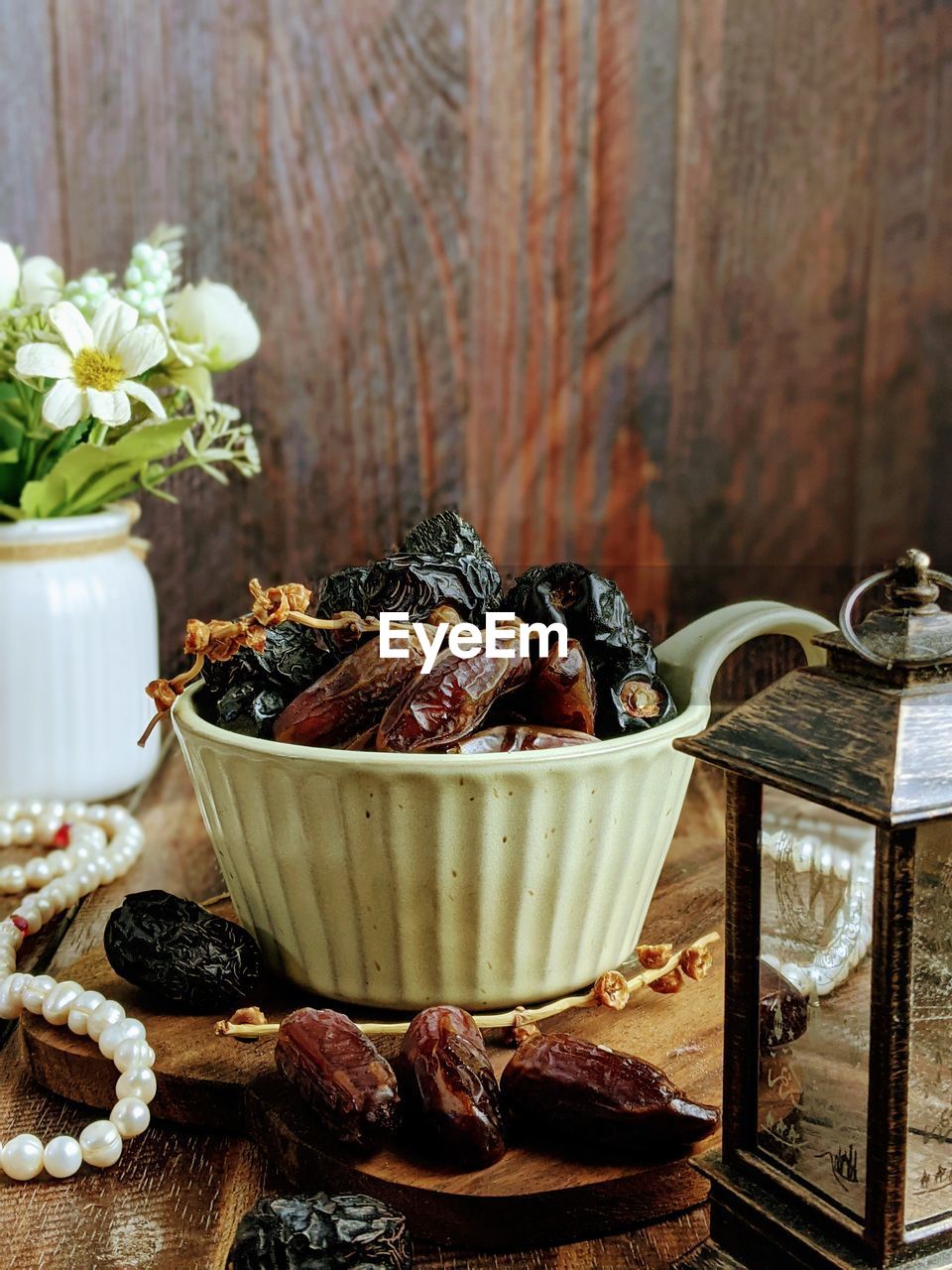 Close-up of dried dates fruit on table