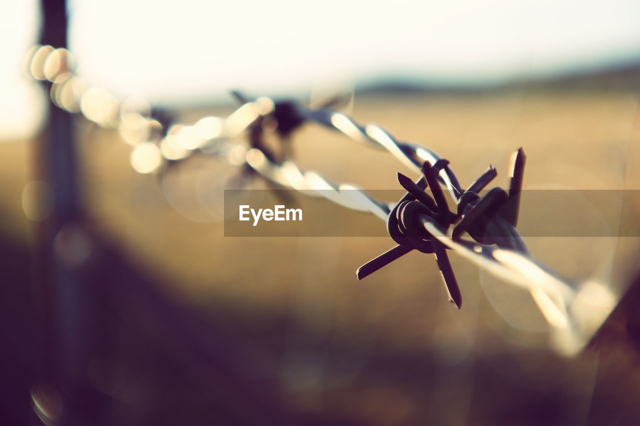 Close-up of metal against sky