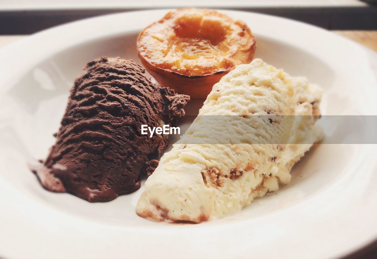 Close-up of ice cream served in plate