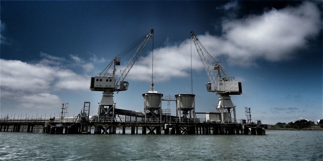 COMMERCIAL DOCK AGAINST SKY