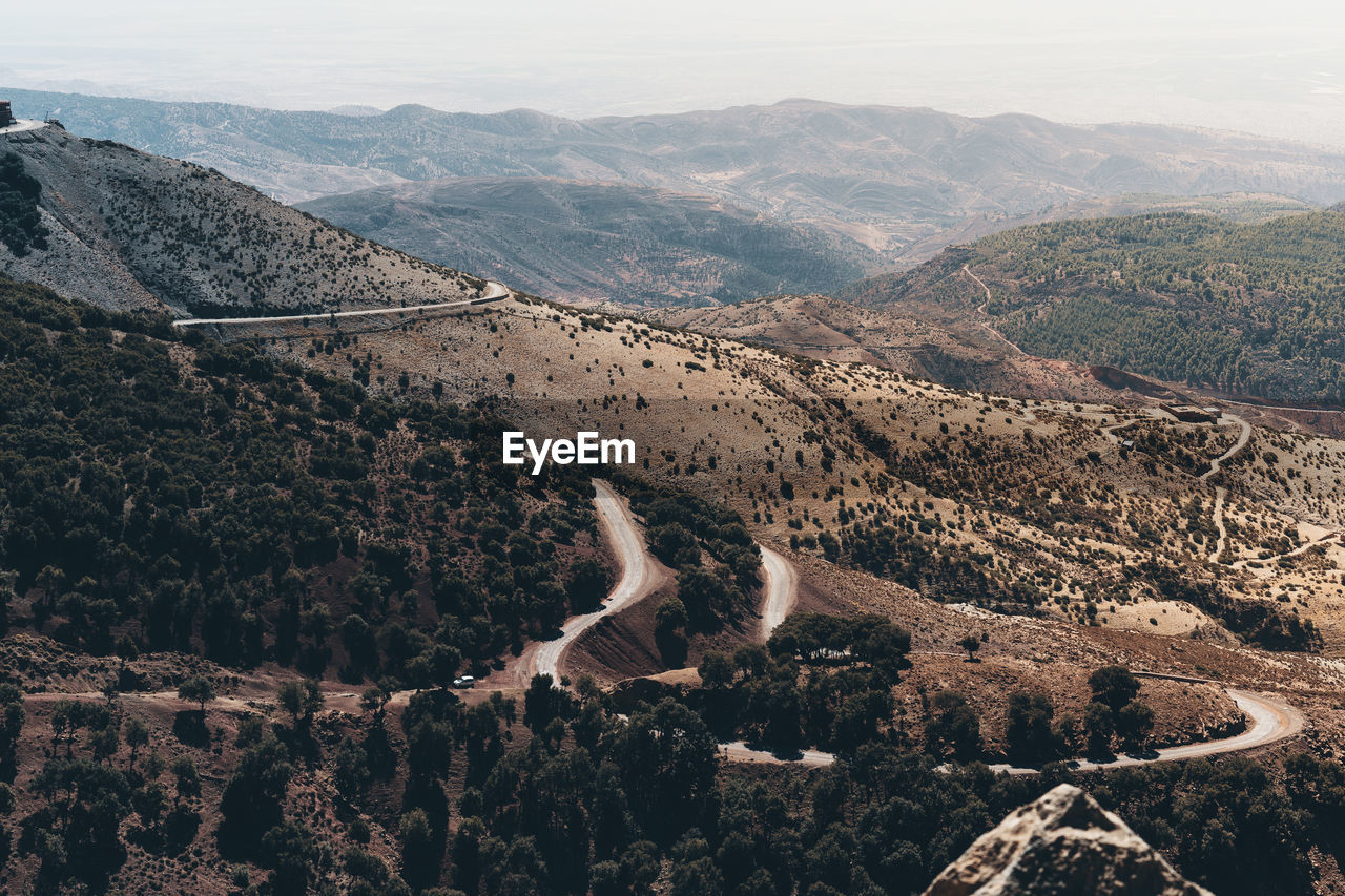 Aerial view of mountains against sky