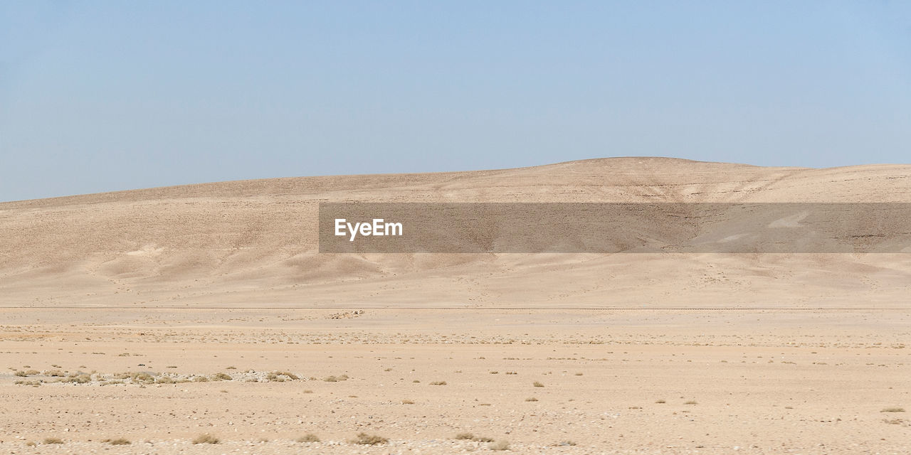 SAND DUNES AGAINST CLEAR SKY