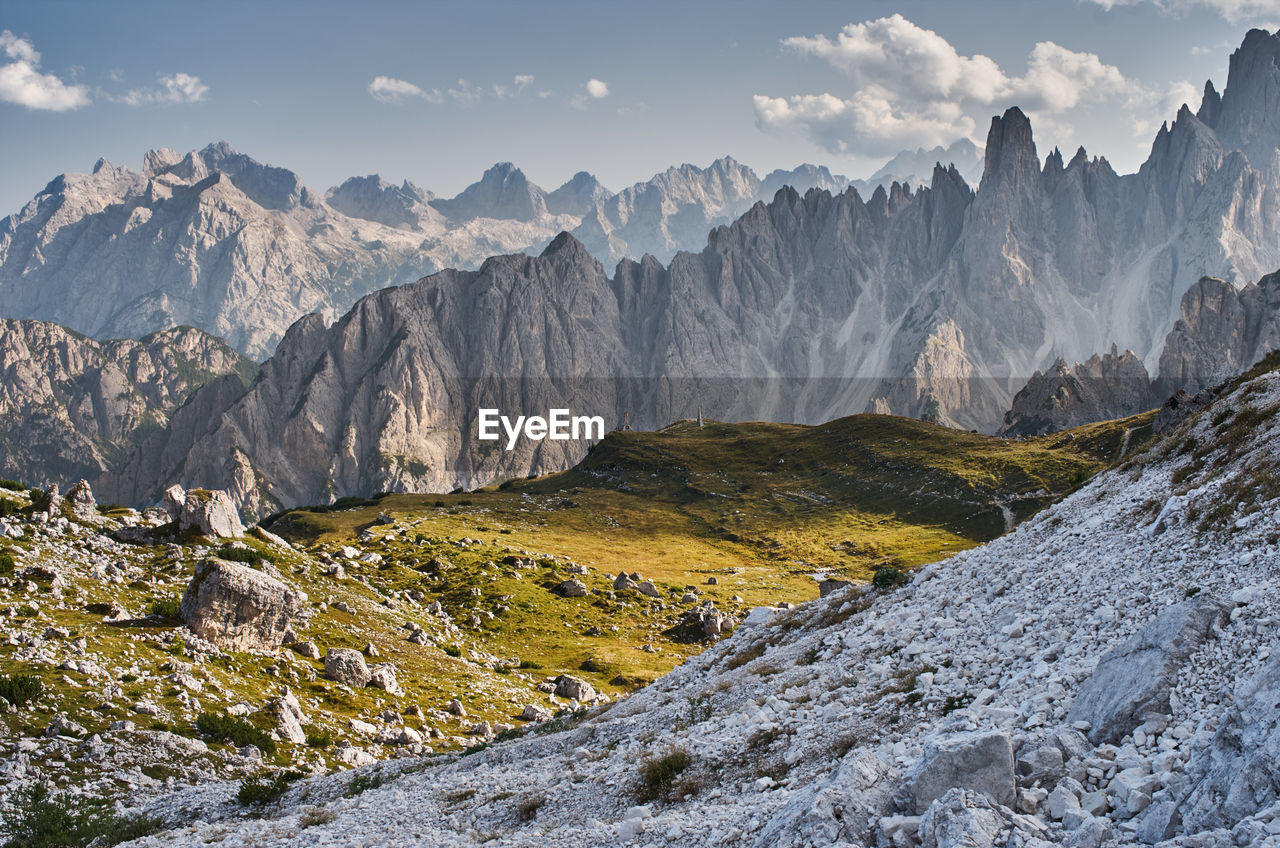 Scenic view of mountains against sky