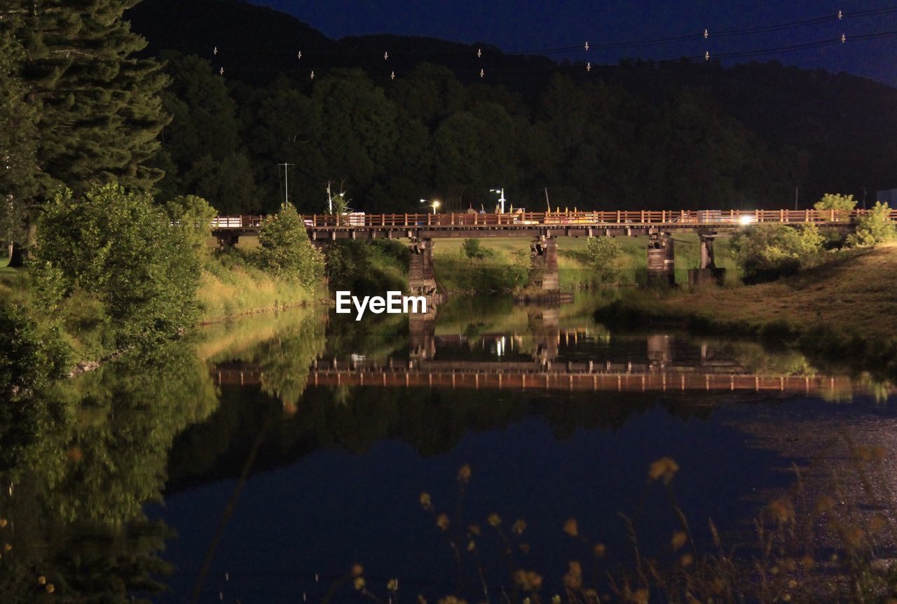 SCENIC VIEW OF LAKE AND TREES AT NIGHT