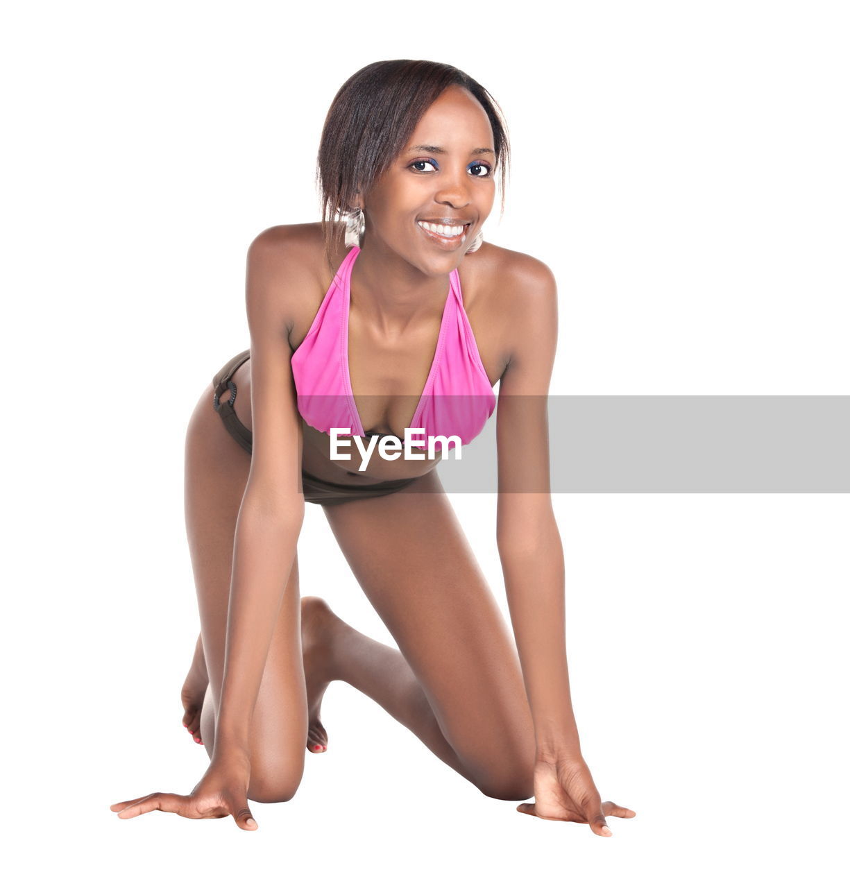 women, adult, one person, young adult, portrait, clothing, lifestyles, human leg, studio shot, female, arm, cut out, indoors, limb, full length, brassiere, white background, exercising, looking at camera, smiling, undergarment, wellbeing, person, relaxation, swimwear, happiness, sitting, looking, bikini, emotion, cheerful, vitality, sports, hairstyle, cute, copy space, slim, body care, fashion, physical fitness, pink, human face, photo shoot