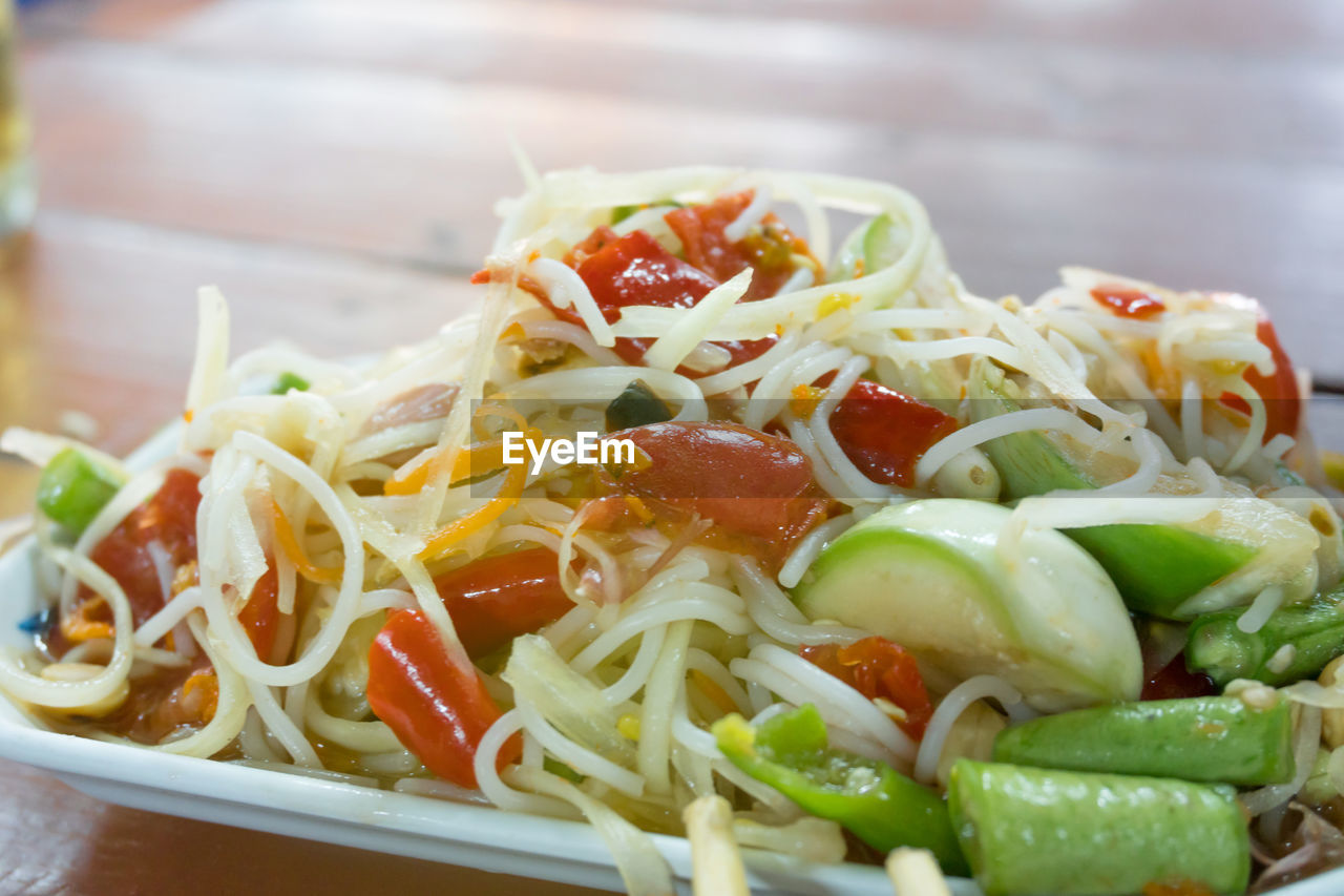 CLOSE-UP OF PASTA WITH VEGETABLES