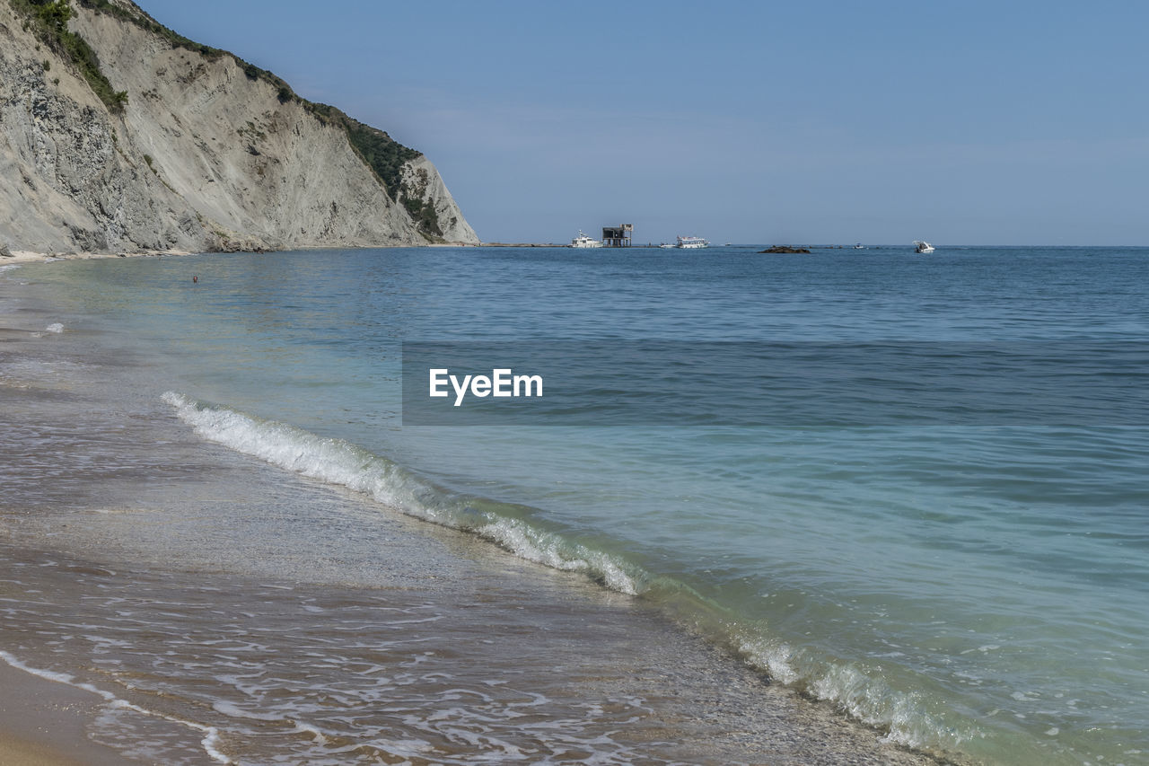 Scenic view of sea against clear sky