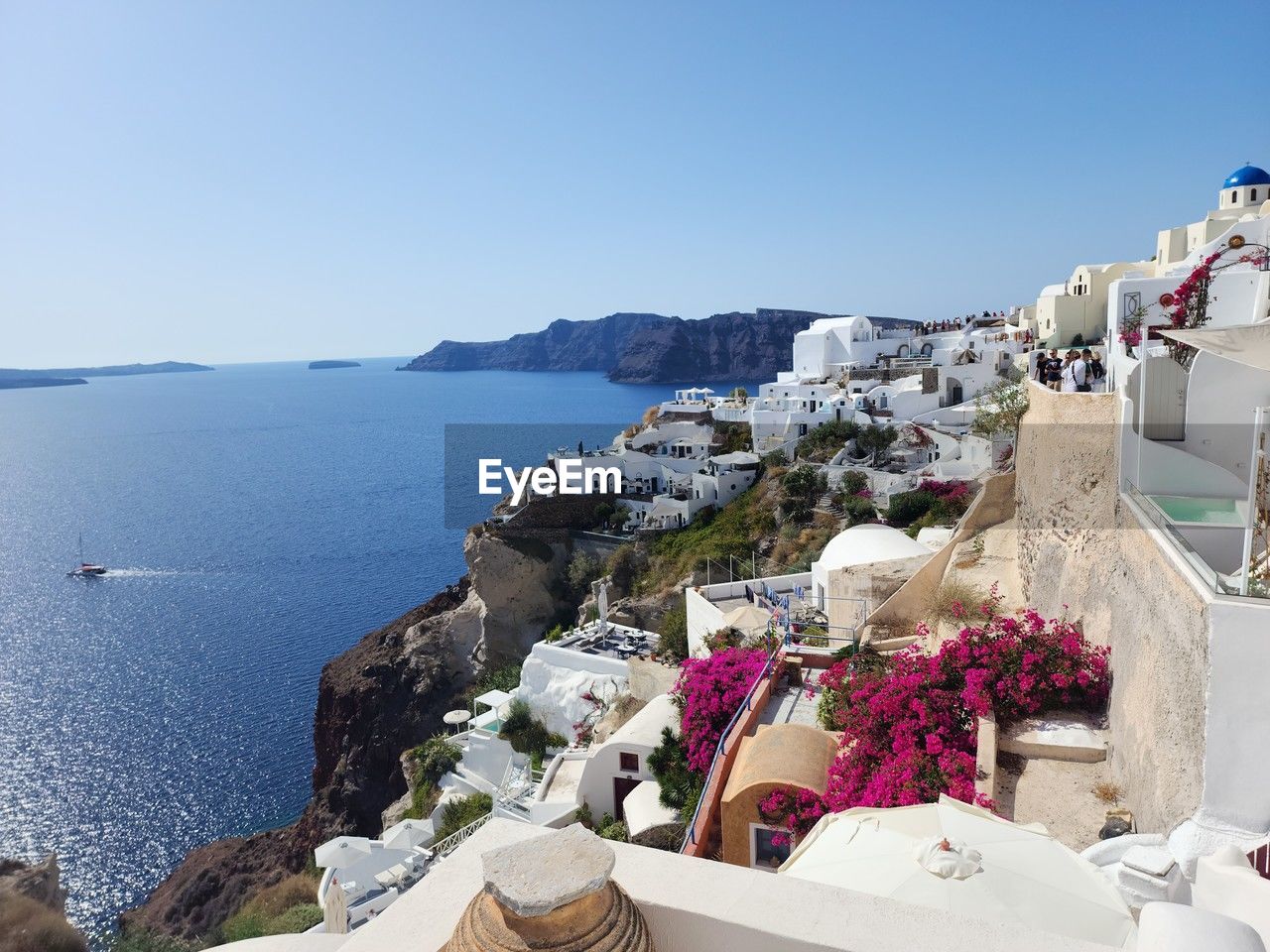 high angle view of sea against clear sky