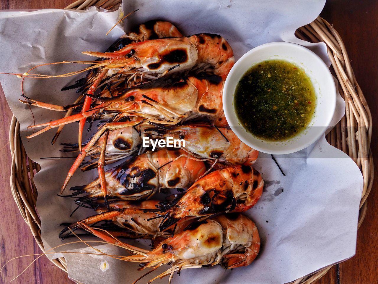 High angle view of food in plate