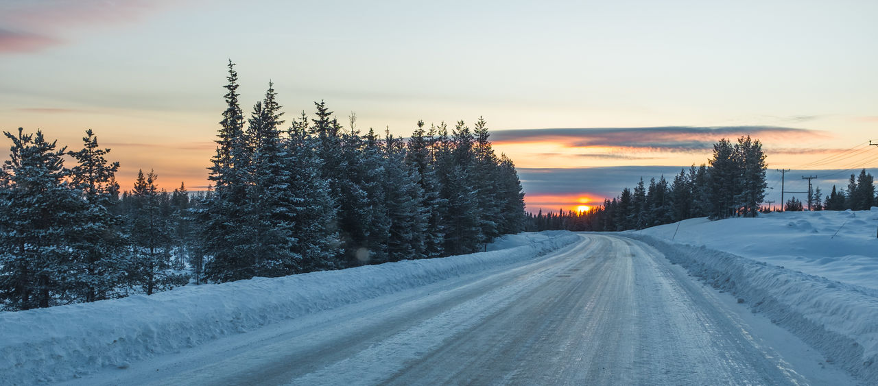 Snow covered landscape against sky