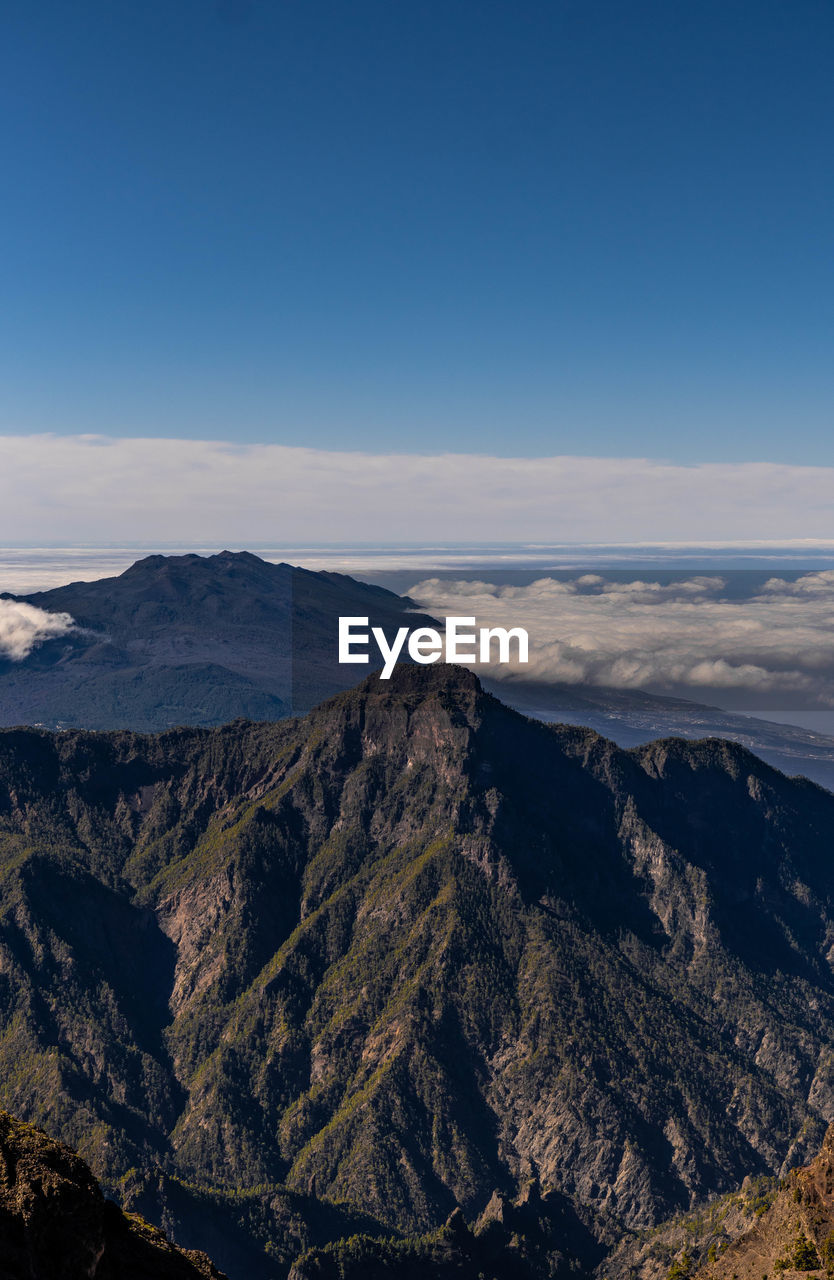 aerial view of mountains against clear sky