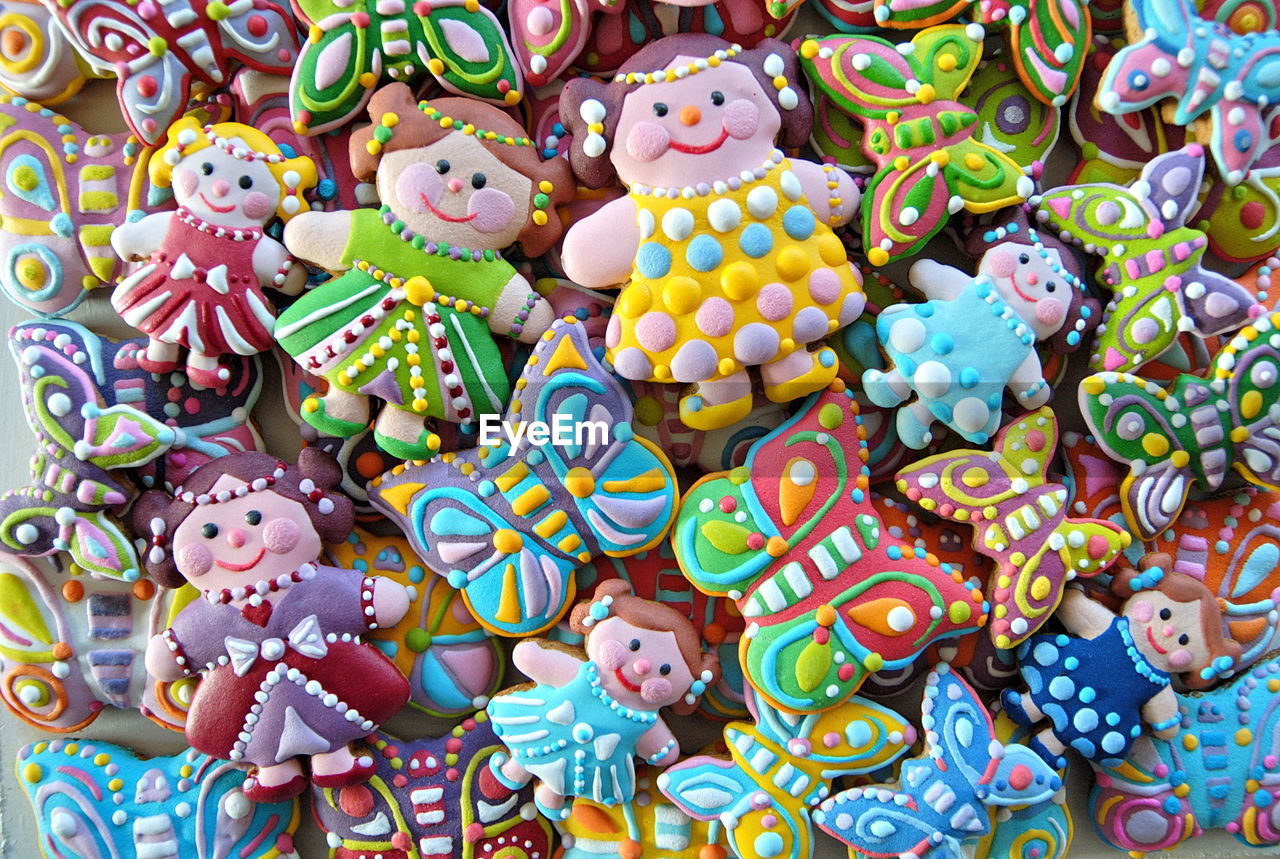 Close-up of multi colored candies for sale in market