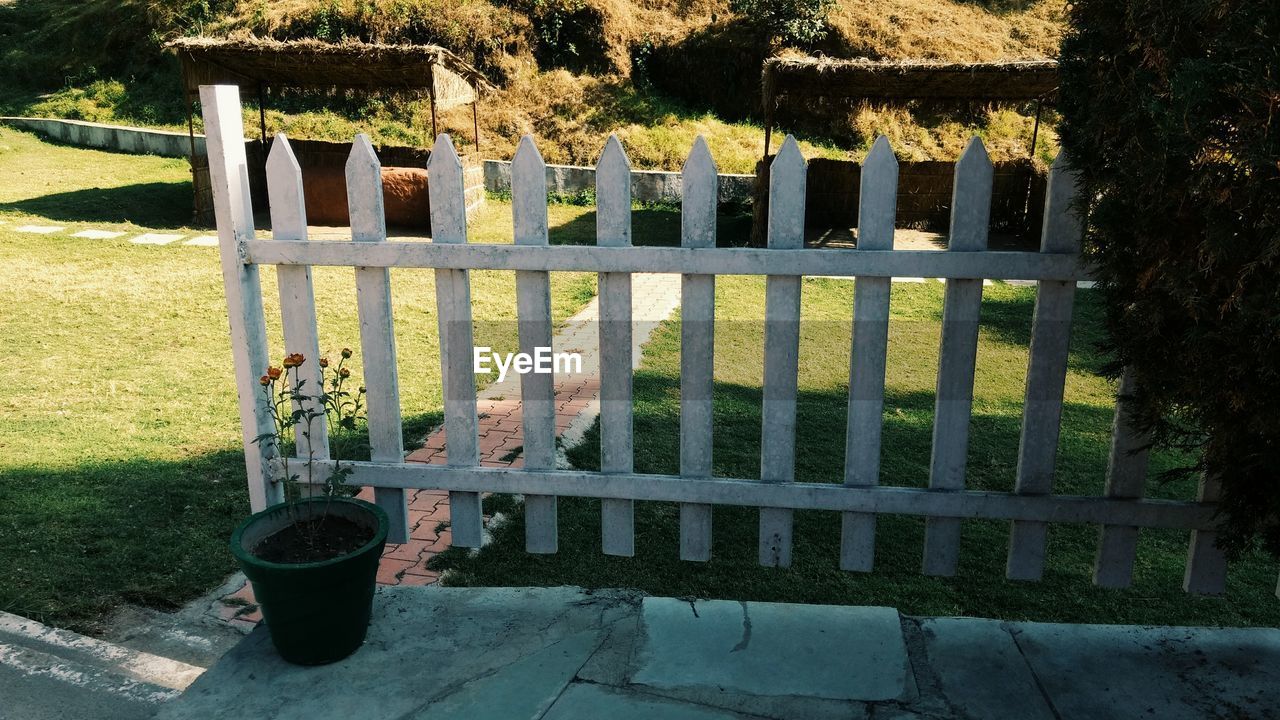 Wooden gate in yard