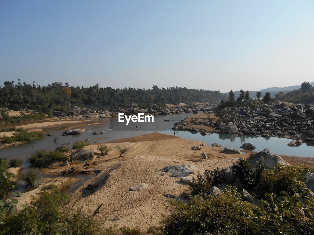 Scenic view of sea against clear sky