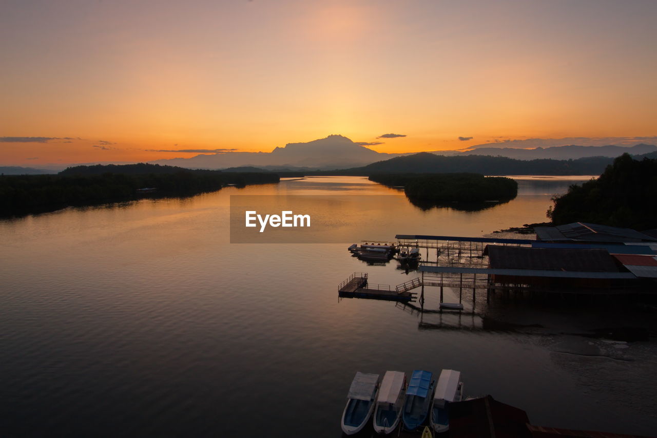 SCENIC VIEW OF LAKE DURING SUNSET