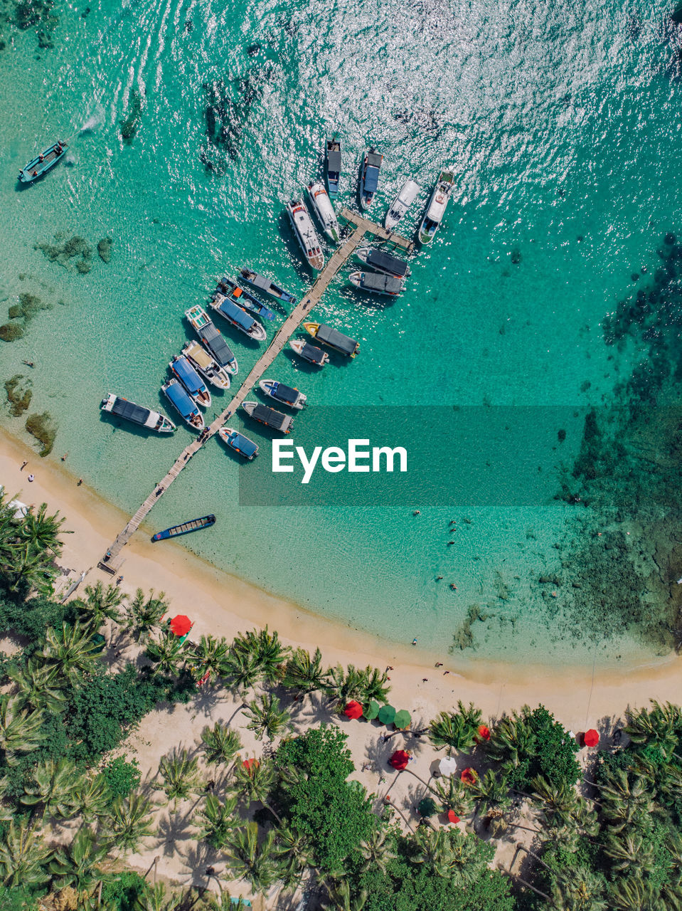 HIGH ANGLE VIEW OF PEOPLE ON SHORE AT BEACH