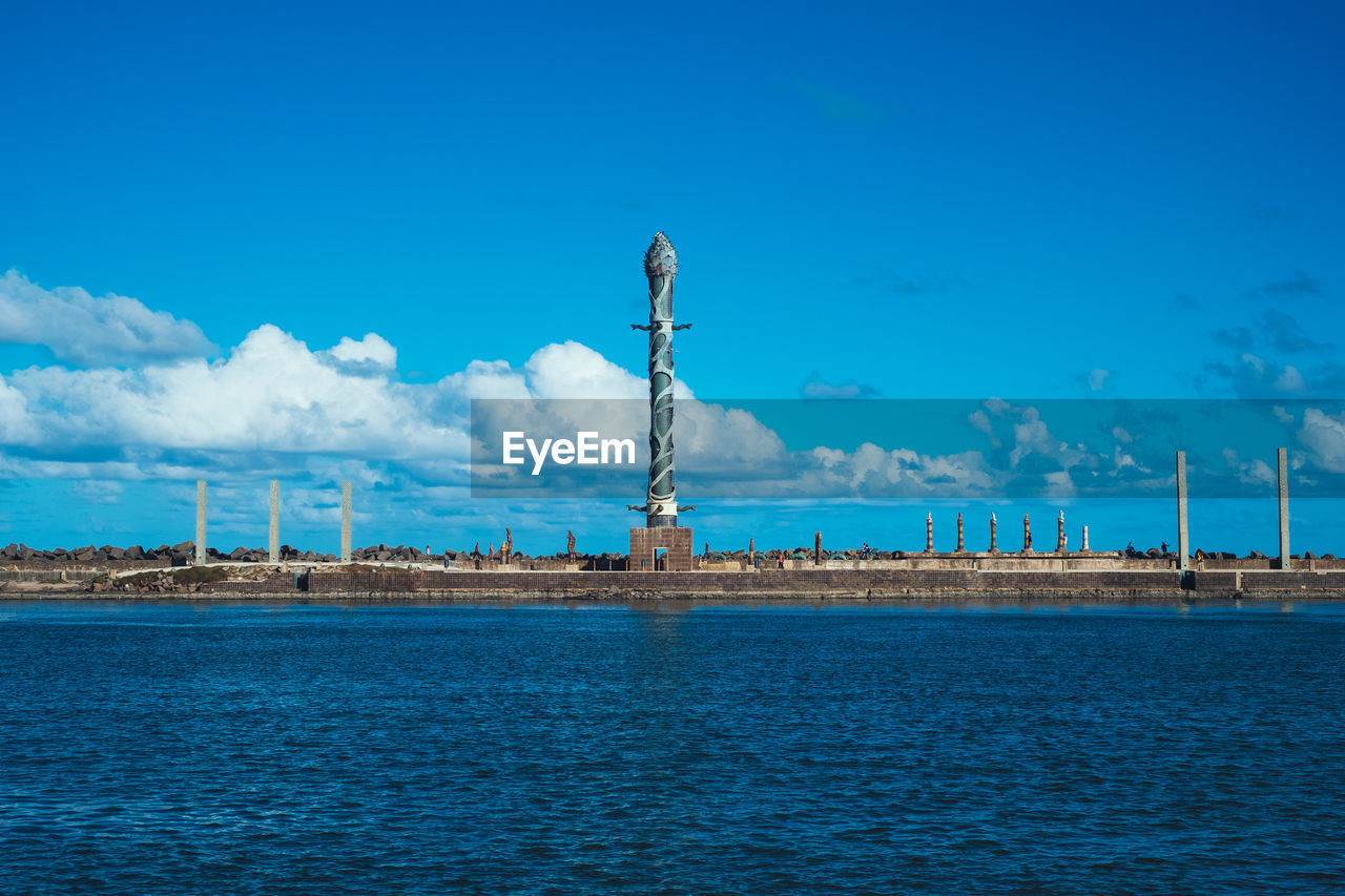 view of sea against blue sky