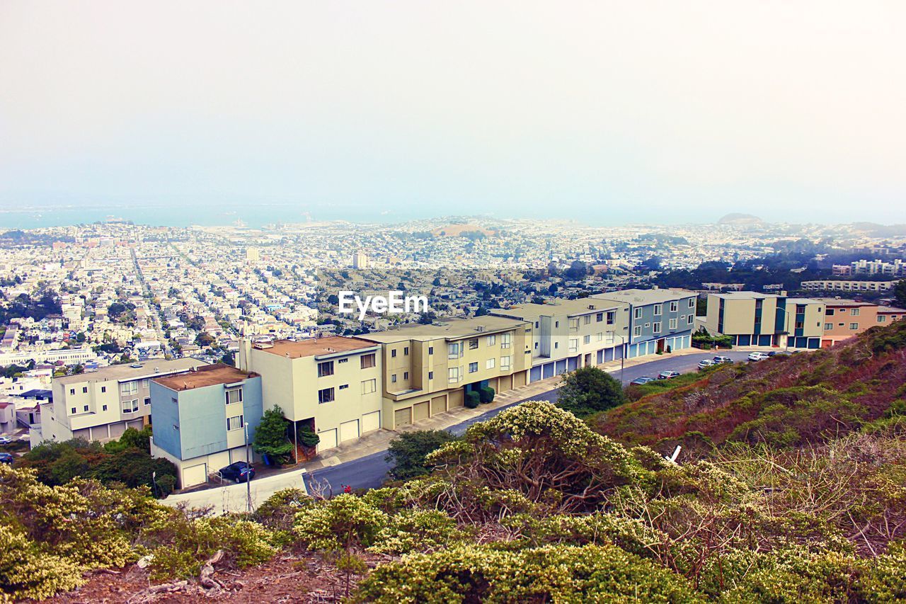 HIGH ANGLE SHOT OF TOWNSCAPE