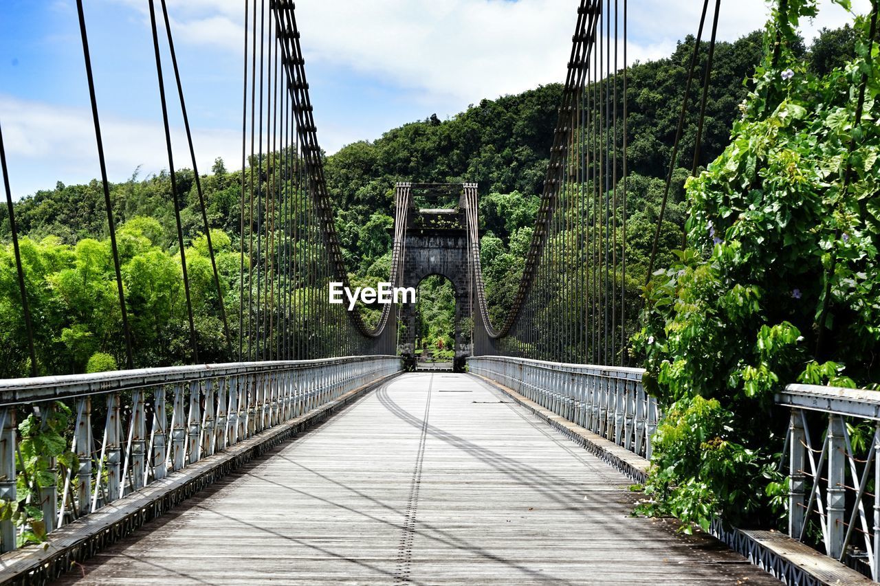 Footbridge against trees