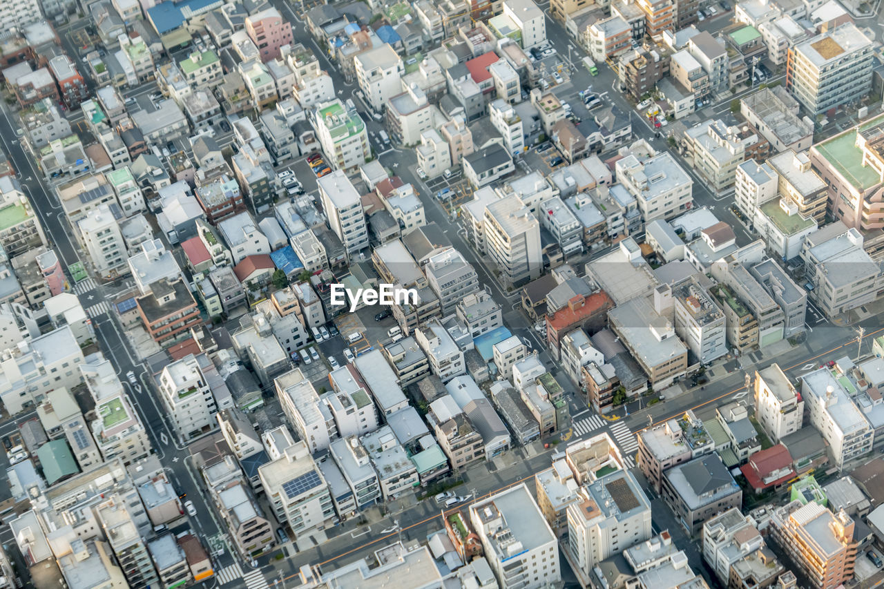 High angle view of buildings in tokyo city