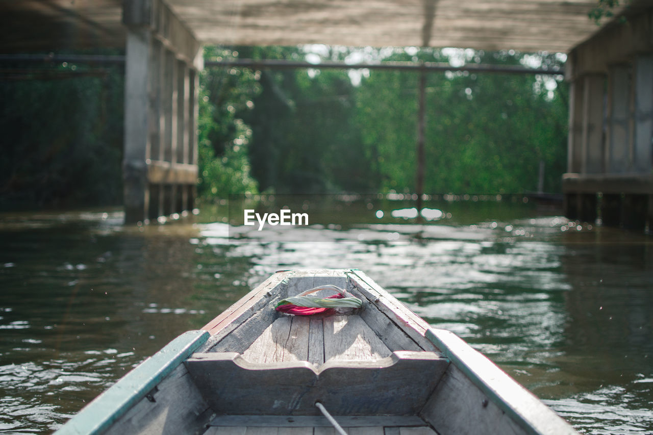 Close-up of boat in river 