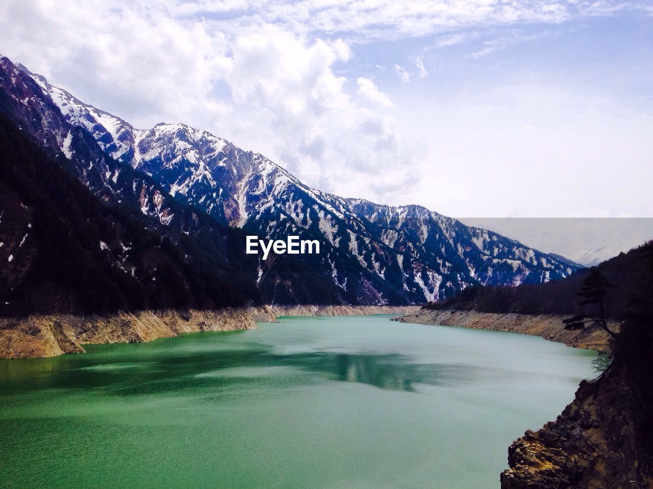 Scenic view of lake and mountains