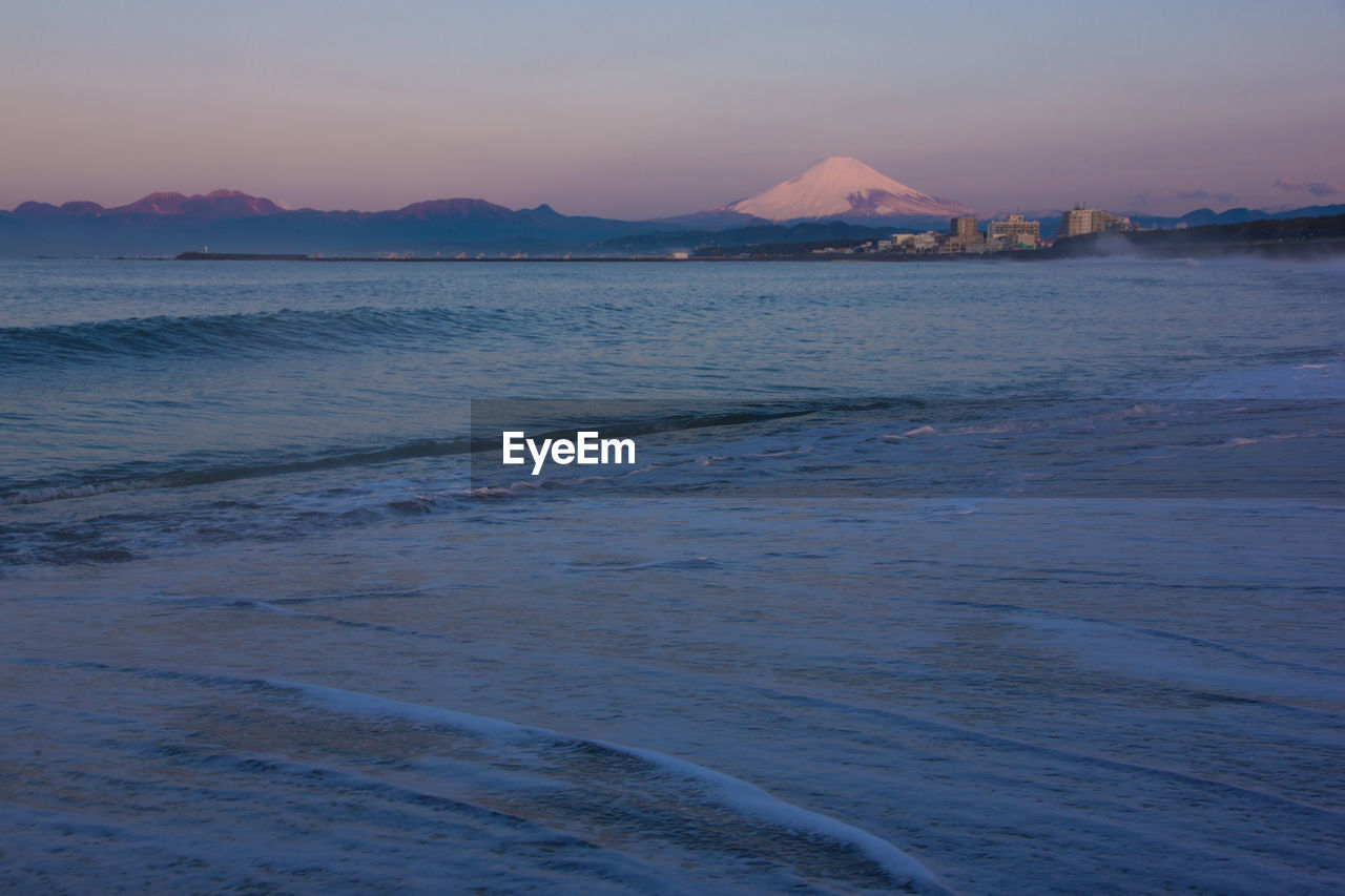 Scenic view of sea during sunset