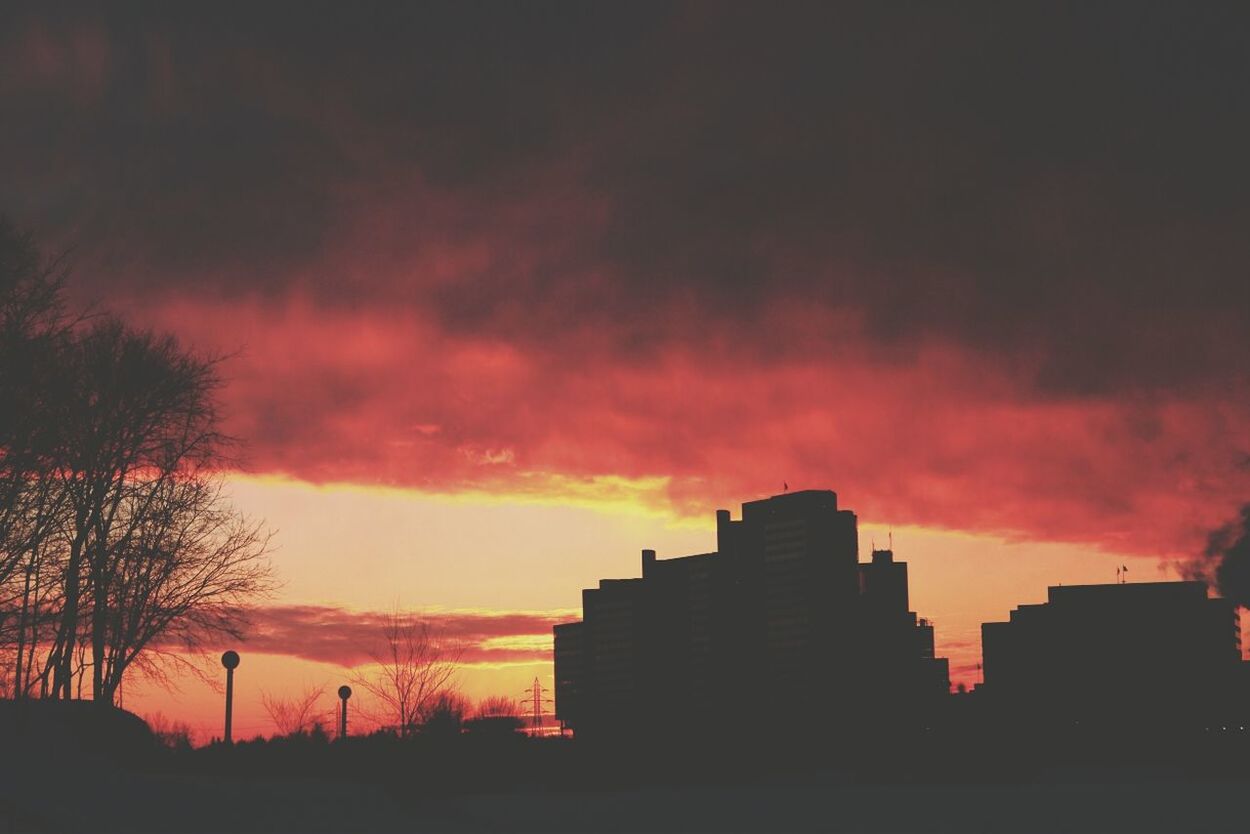 Dramatic sky above buildings