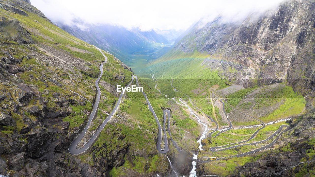 High angle view of mountain road