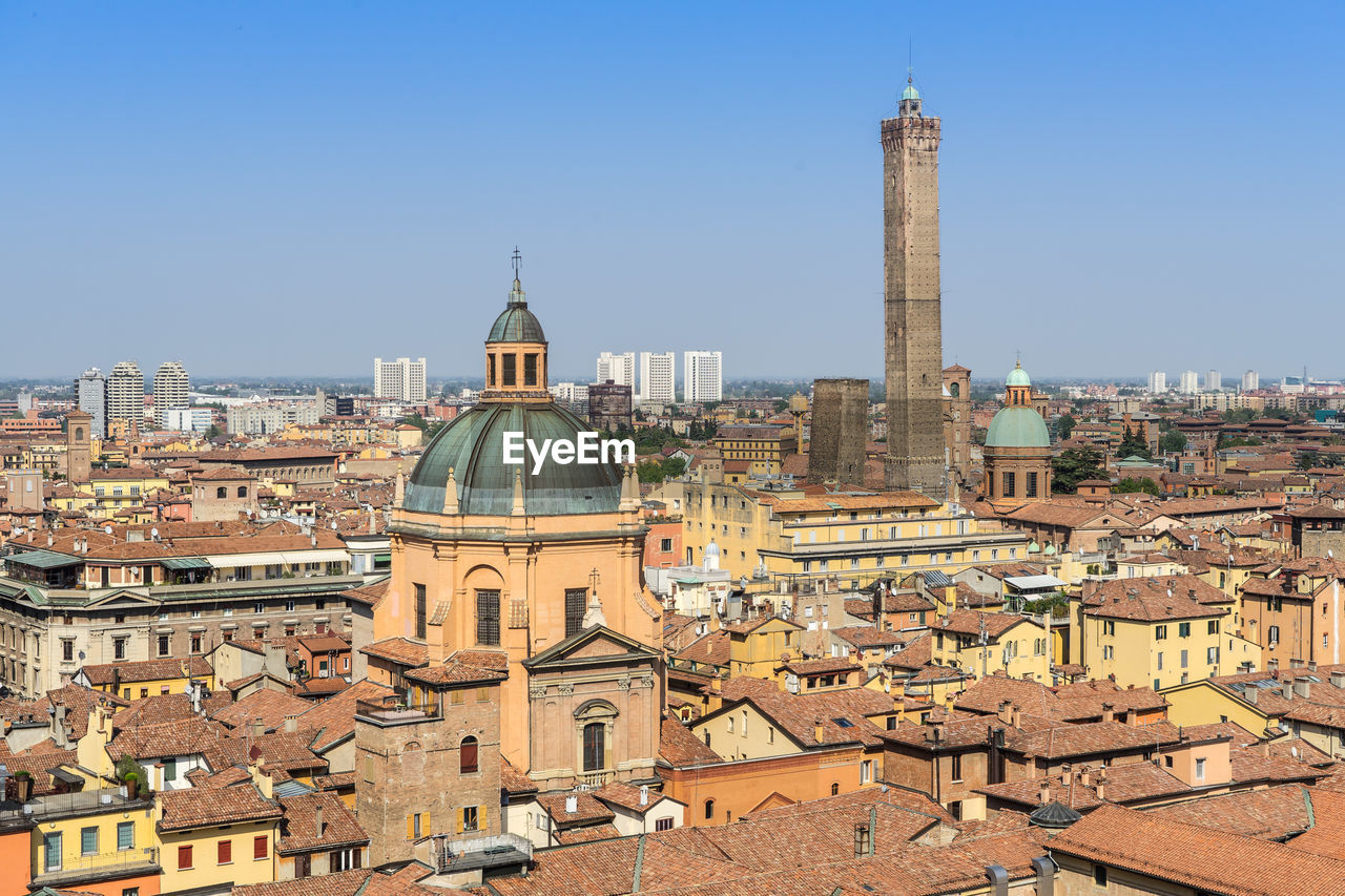 Bologna cityscape with asinelli tower on the background, italy