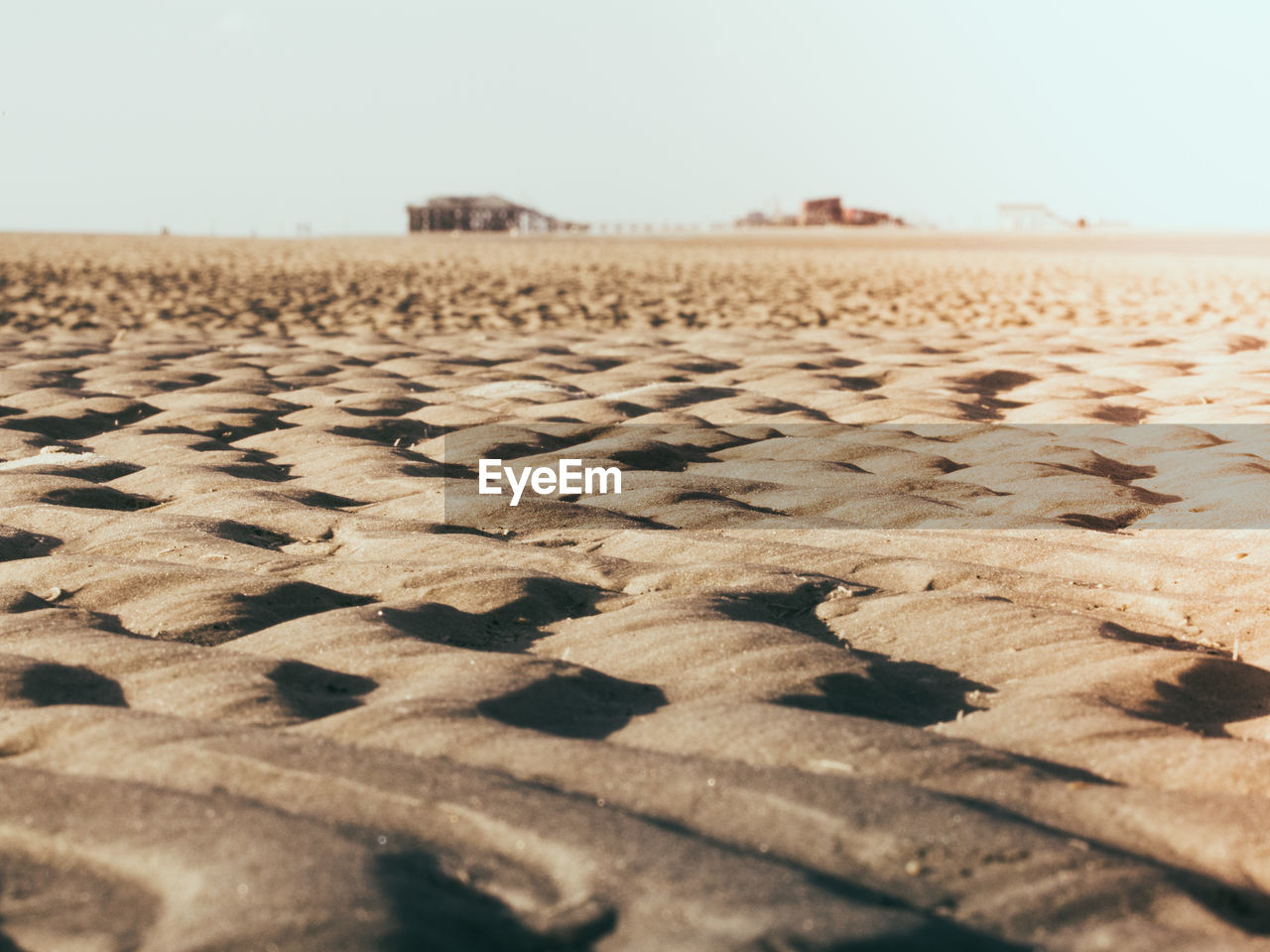 Surface level of wet sand at beach