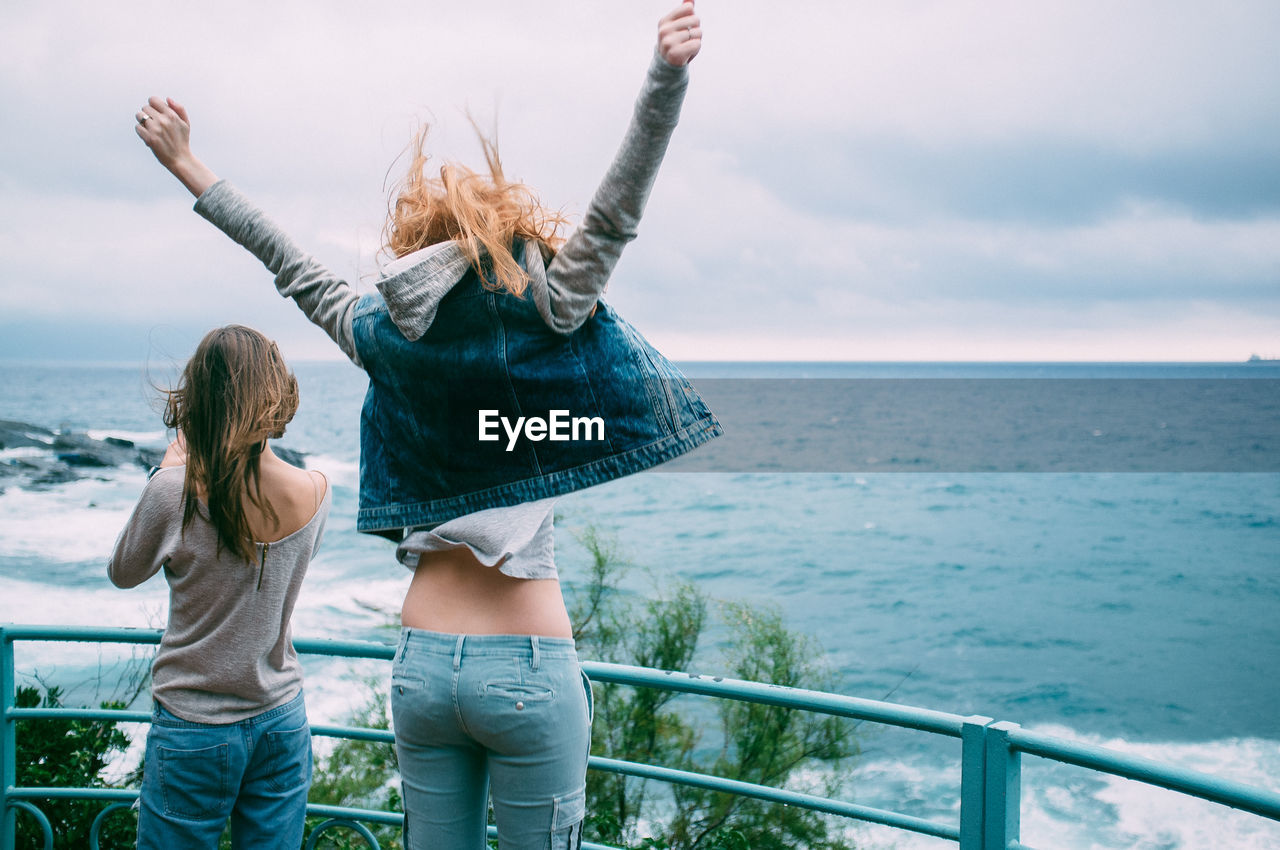 Two young women on promenade