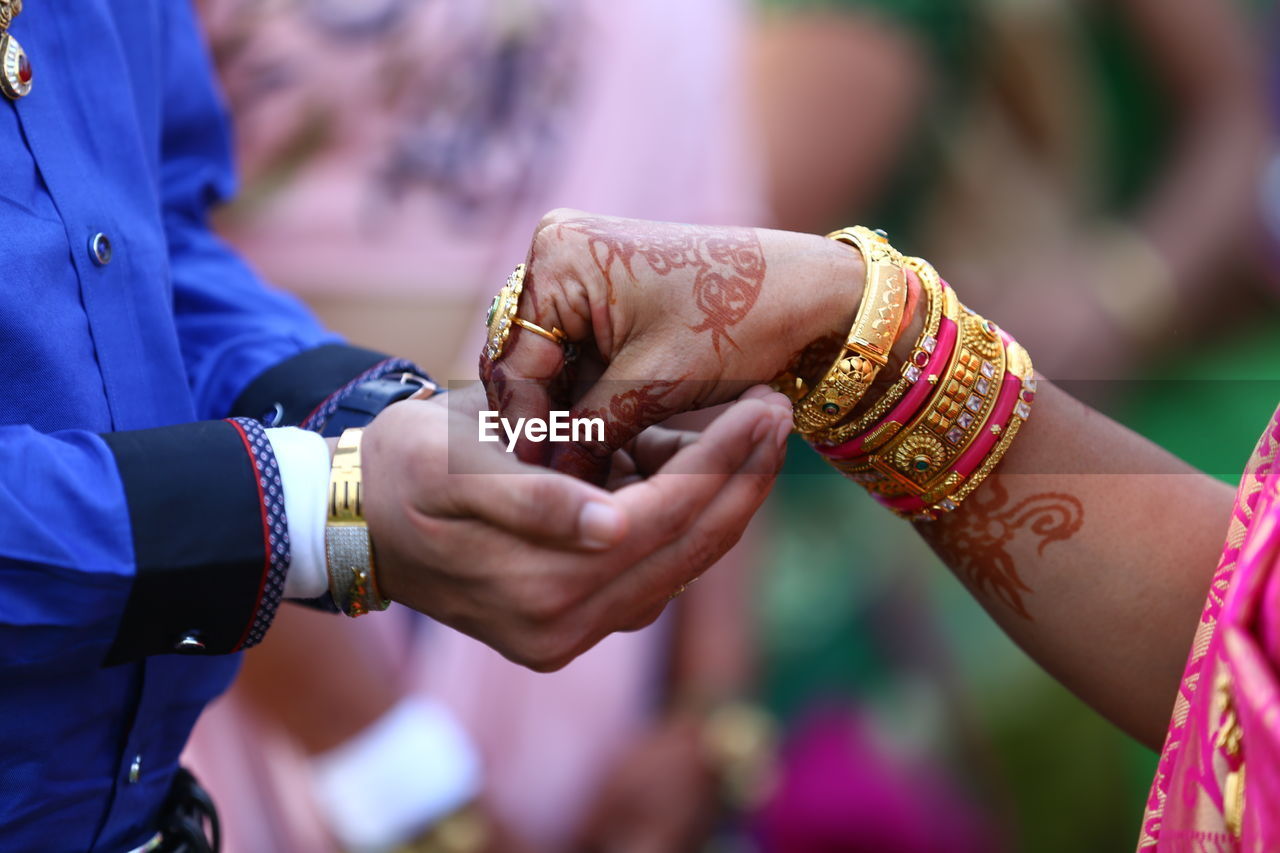 Close-up of couple during wedding ceremony