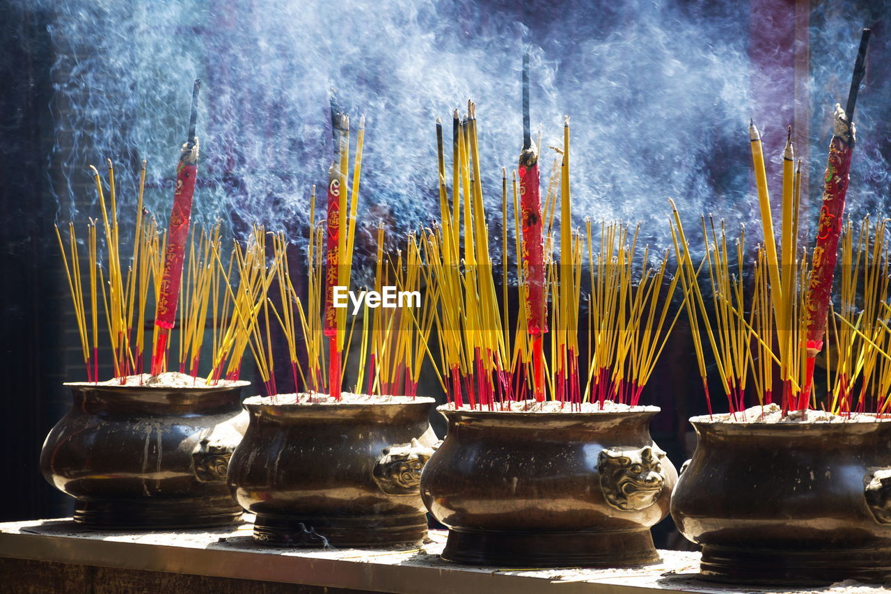 close-up of illuminated candles