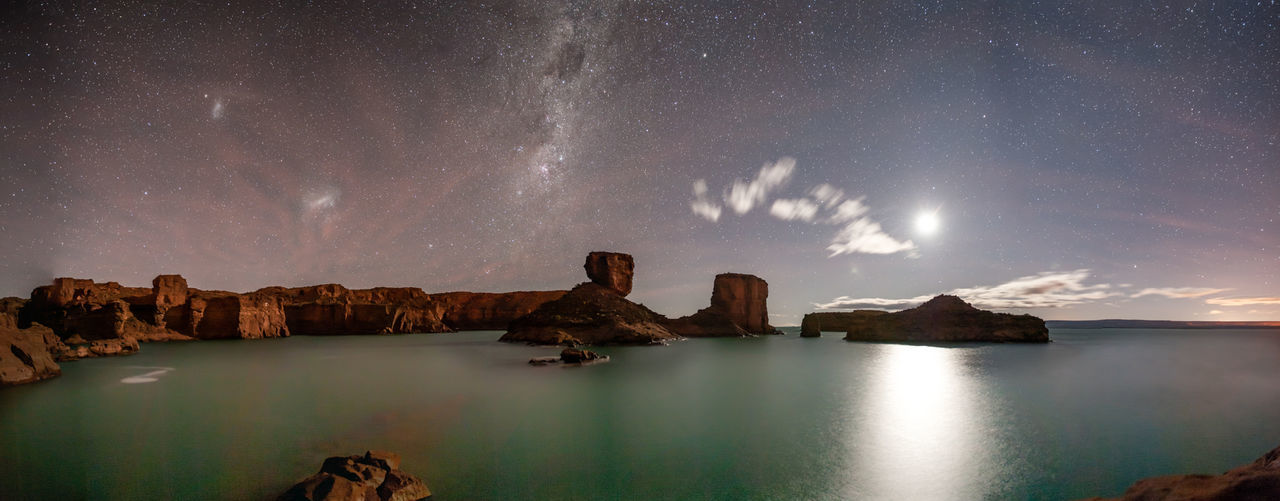 Rocky beach with star field